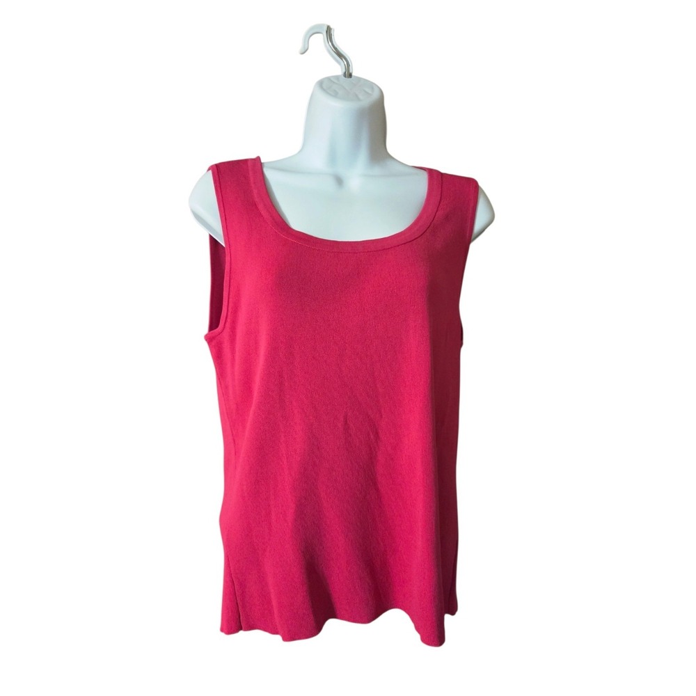 Laura Ashley Hot Pink Knit Tank Top Scoop Neck Stretch M NWT